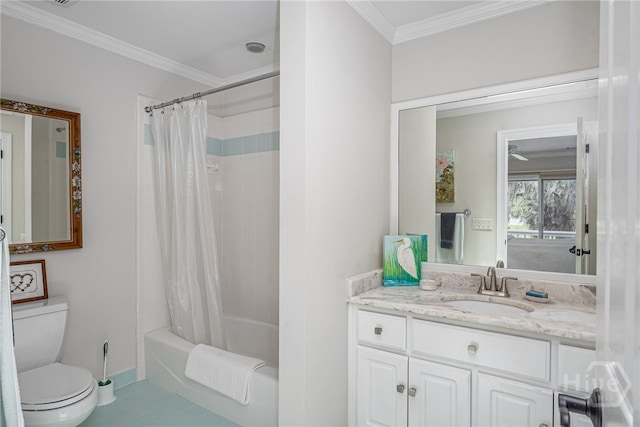 3 She Crab Cir, Savannah, GA 31411 - bathroom with vanity, tile patterned flooring, shower / bathtub combination with curtain, and ornamental molding