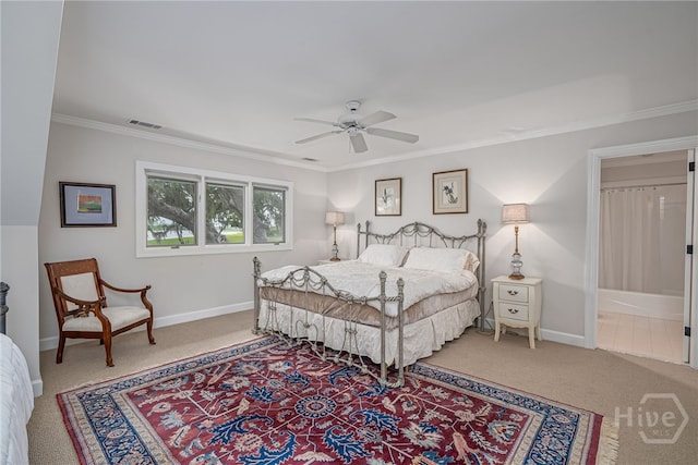 3 She Crab Cir, Savannah, GA 31411 - carpeted bedroom with ornamental molding and ceiling fan