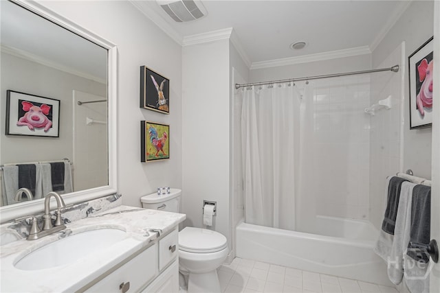 3 She Crab Cir, Savannah, GA 31411 - bathroom with vanity, shower / bath combo, crown molding, and tile patterned flooring