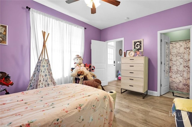 1416 Hillridge Dr, Darien, GA 31305 - bedroom featuring light wood finished floors and ceiling fan
