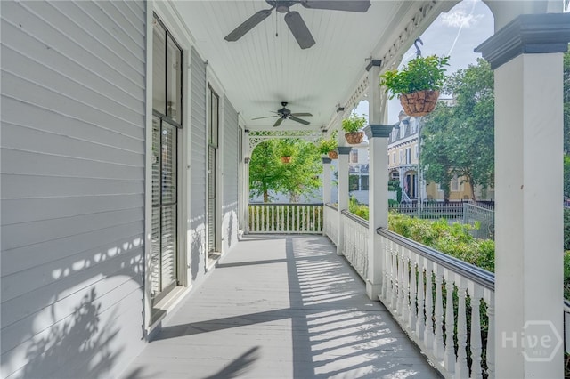121 W Bolton St, Savannah, GA 31401 - covered porch featuring ceiling fan