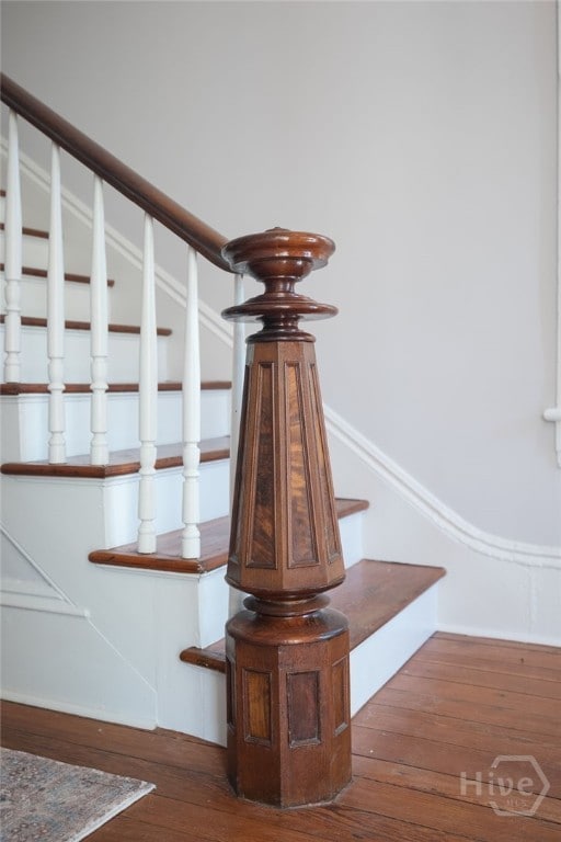 121 W Bolton St, Savannah, GA 31401 - staircase featuring hardwood / wood-style flooring