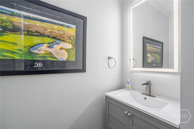 1 Broomsedge Ln, Savannah, GA 31411 - bathroom with vanity and ornamental molding