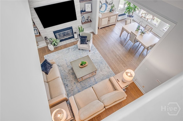 1 Broomsedge Ln, Savannah, GA 31411 - living area with wood finished floors, a fireplace, and radiator heating unit