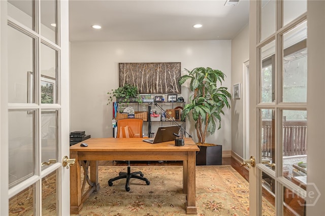 32 Hasleiters Retreat Retreat, Savannah, GA 31411 - home office with french doors, wood finished floors, and recessed lighting