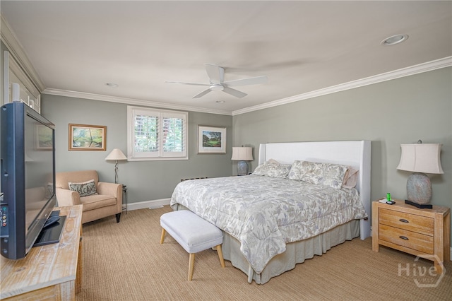 32 Hasleiters Retreat Retreat, Savannah, GA 31411 - bedroom with crown molding, a ceiling fan, and recessed lighting