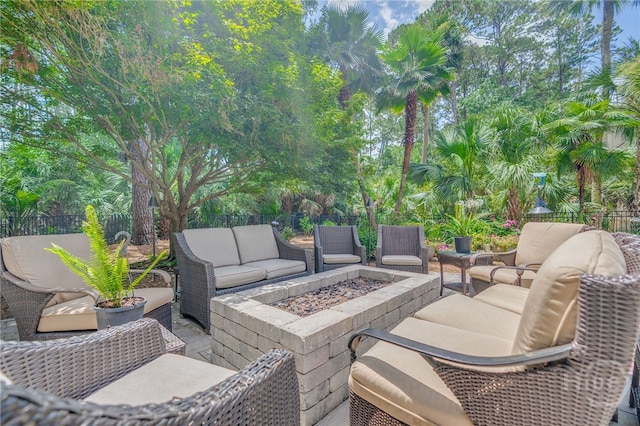 32 Hasleiters Retreat Retreat, Savannah, GA 31411 - wooden terrace with an outdoor living space with a fire pit and a patio area