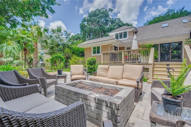 32 Hasleiters Retreat Retreat, Savannah, GA 31411 - view of patio / terrace featuring an outdoor living space with a fire pit