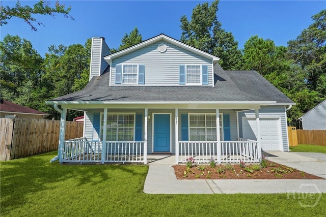 127 Laurel Green Ct, Savannah, GA 31419 - view of front of home featuring a porch, driveway, a shingled roof, a chimney, and a garage