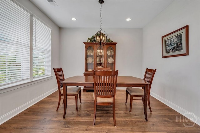 115 Merribee Ln, Pooler, GA 31322 - dining space featuring a chandelier, dark wood-style flooring, and recessed lighting