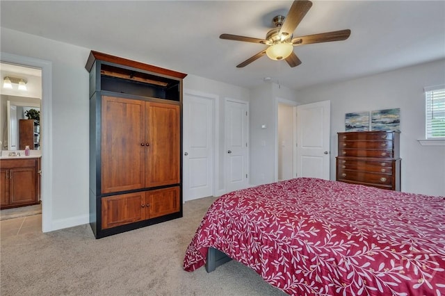 115 Merribee Ln, Pooler, GA 31322 - bedroom featuring light carpet, ensuite bathroom, and a ceiling fan