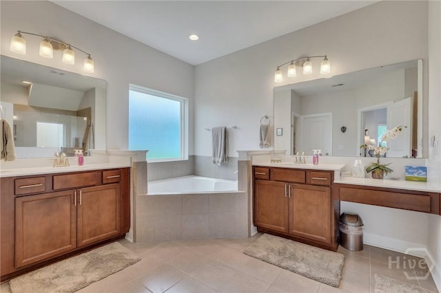 115 Merribee Ln, Pooler, GA 31322 - bathroom with tile patterned floors, a bath, and two vanities