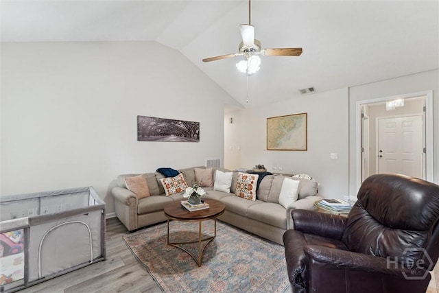 3 Watford Rd, Savannah, GA 31419 - living room featuring vaulted ceiling, wood finished floors, and ceiling fan