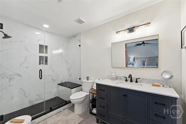 3 Watford Rd, Savannah, GA 31419 - full bathroom featuring a marble finish shower, vanity, and recessed lighting
