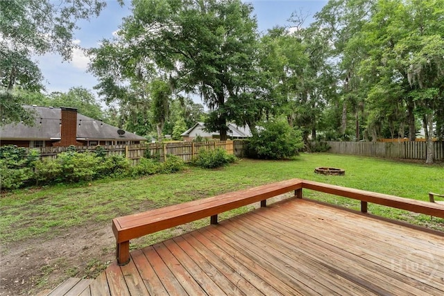 3 Watford Rd, Savannah, GA 31419 - wooden terrace with an outdoor fire pit and a fenced backyard