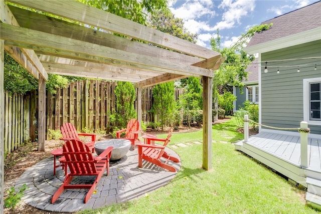 103 Daisy Ct, Savannah, GA 31404 - view of yard featuring a fire pit, a pergola, and a deck