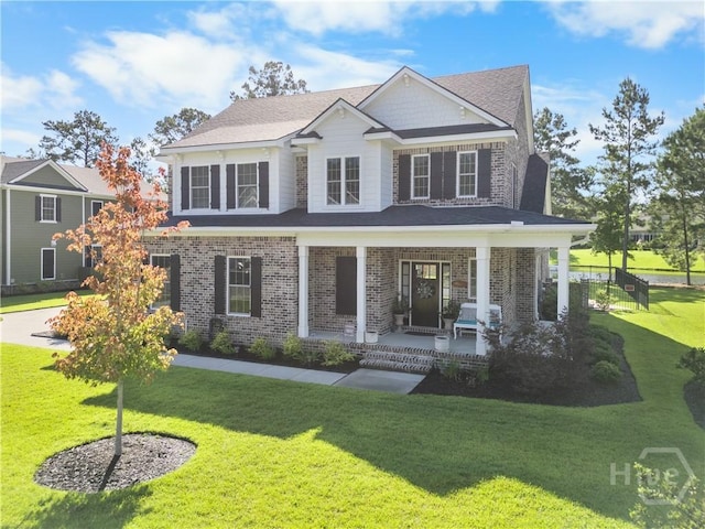 176 Trail Creek Ln, Savannah, GA 31405 - view of front of property featuring a porch, a front yard, and brick siding