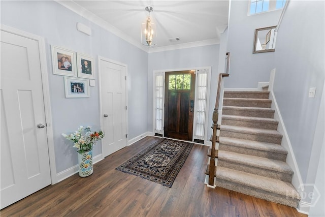 176 Trail Creek Ln, Savannah, GA 31405 - entrance foyer featuring stairway, wood finished floors, and crown molding