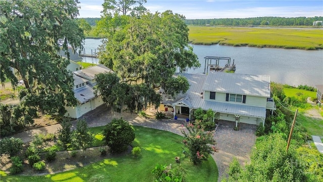 189 E 1st St, Midway, GA 31320 - aerial view of property and surrounding area with a nearby body of water