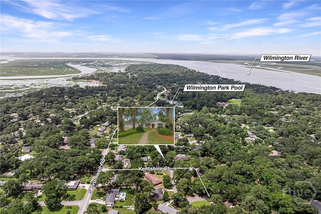 103 Kentshire Ct, Savannah, GA 31410 - aerial view of property's location with a large body of water and property parcel outlined