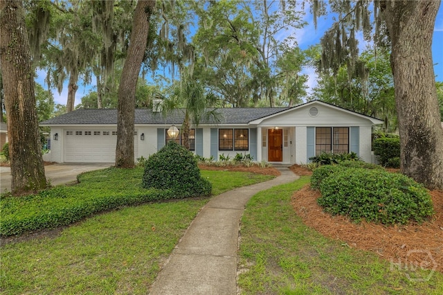103 Kentshire Ct, Savannah, GA 31410 - single story home featuring an attached garage, driveway, a front lawn, brick siding, and roof with shingles