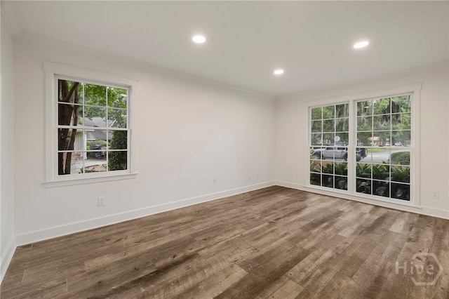 103 Kentshire Ct, Savannah, GA 31410 - empty room with ornamental molding, wood finished floors, and recessed lighting