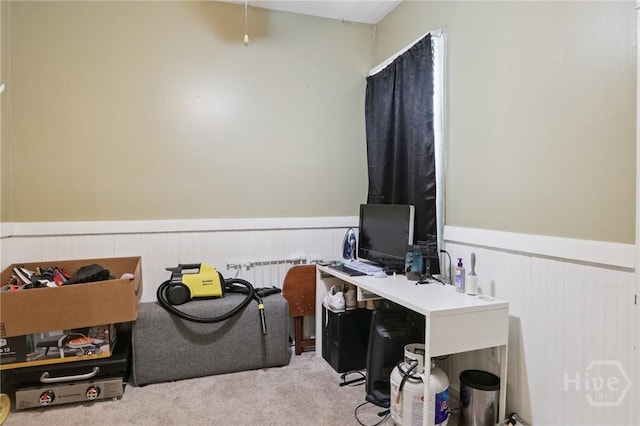 545 E Macon St, Savannah, GA 31401 - office area with a wainscoted wall, carpet flooring, and radiator heating unit