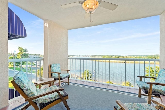 3113 River Dr Unit 10, Savannah, GA 31404 - balcony with ceiling fan and a water view