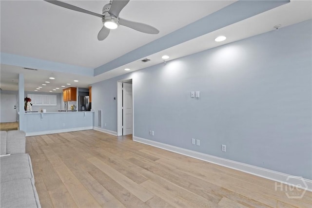 3113 River Dr Unit 10, Savannah, GA 31404 - unfurnished living room featuring recessed lighting, light wood-style floors, and ceiling fan