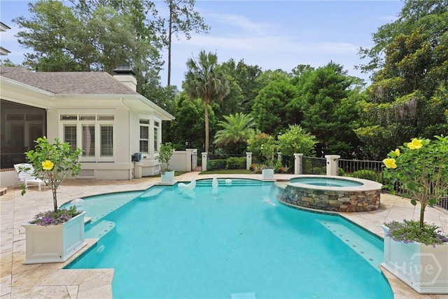 26 Little Comfort Rd, Savannah, GA 31411 - view of swimming pool featuring a pool with connected hot tub and a patio area
