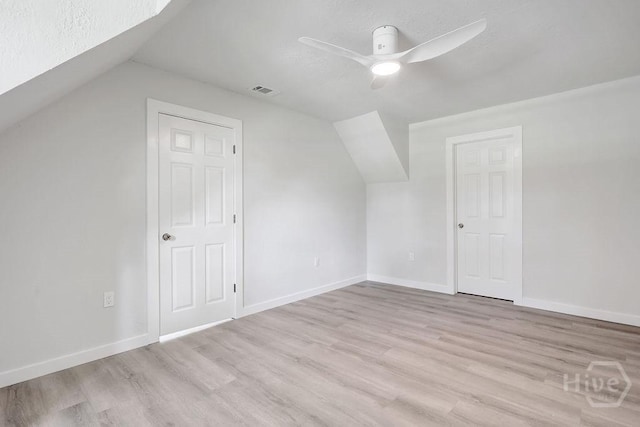 2204 Beaumont Dr, Savannah, GA 31406 - bonus room with vaulted ceiling, light wood finished floors, ceiling fan, and a textured ceiling