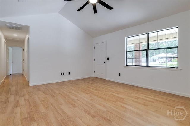 208 Lord Effingham Dr, Rincon, GA 31326 - unfurnished room featuring ceiling fan, vaulted ceiling, and light wood-style floors