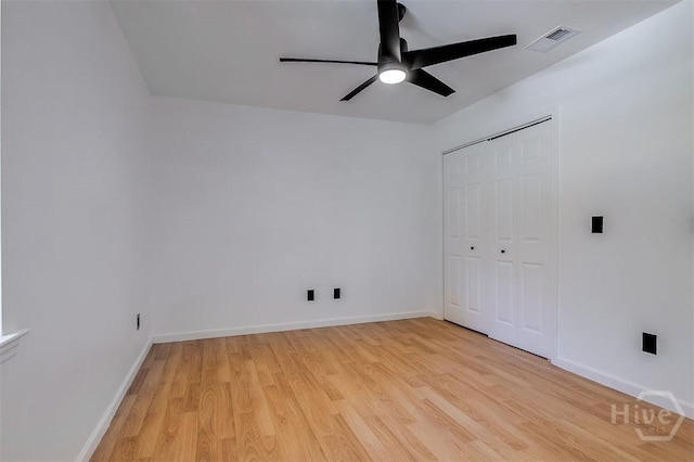 208 Lord Effingham Dr, Rincon, GA 31326 - unfurnished bedroom featuring light wood-type flooring, a closet, and ceiling fan