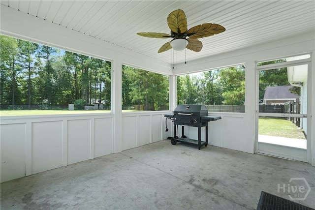 1175 Ralph Rahn Rd, Rincon, GA 31326 - sunroom / solarium with a ceiling fan and view of scattered trees