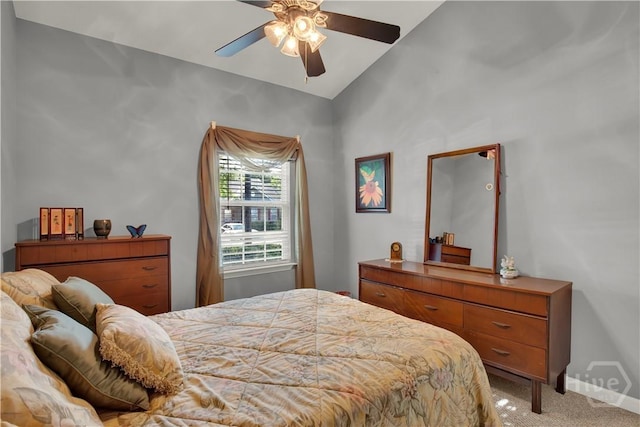 63 Stonelake Cir, Savannah, GA 31419 - bedroom featuring lofted ceiling, light colored carpet, and ceiling fan
