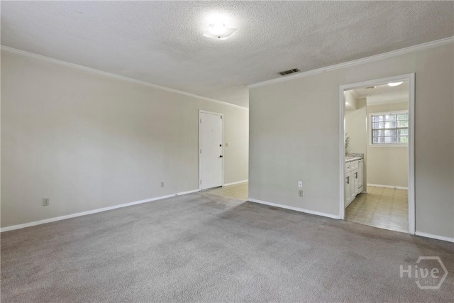 429 Edgewater Rd, Savannah, GA 31406 - empty room featuring ornamental molding, a textured ceiling, and light colored carpet