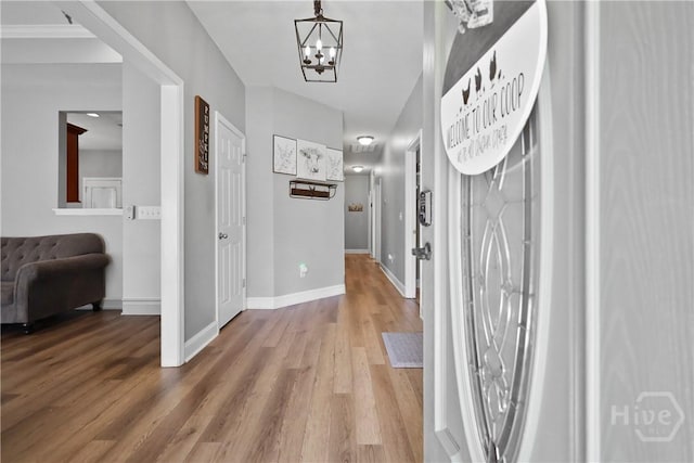 43 Gracie Ln NE, Ludowici, GA 31316 - hall with a chandelier and wood finished floors