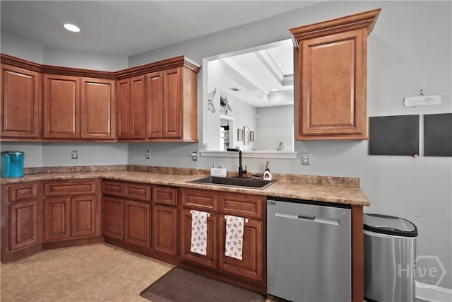 43 Gracie Ln NE, Ludowici, GA 31316 - kitchen with dishwasher, brown cabinets, and recessed lighting
