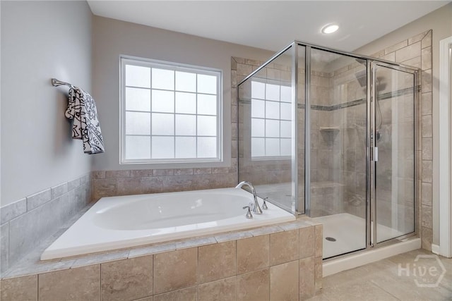 55 Glen Way, Richmond Hill, GA 31324 - full bathroom featuring a bath, a shower stall, and tile patterned floors
