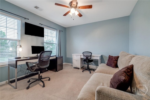 55 Glen Way, Richmond Hill, GA 31324 - home office with light carpet and ceiling fan