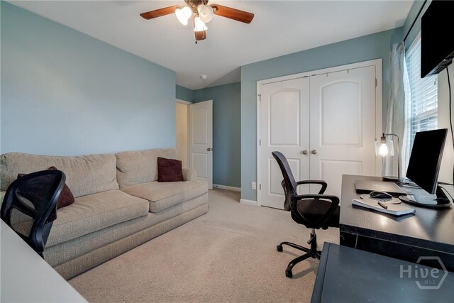 55 Glen Way, Richmond Hill, GA 31324 - office area featuring ceiling fan and light colored carpet
