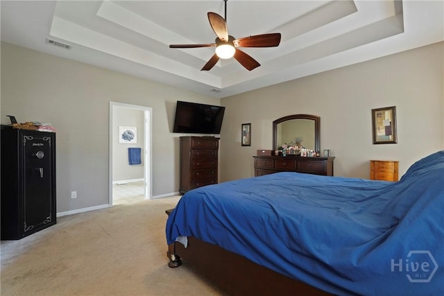 227 Chippingwood Cir, Pooler, GA 31322 - carpeted bedroom featuring a tray ceiling and ceiling fan