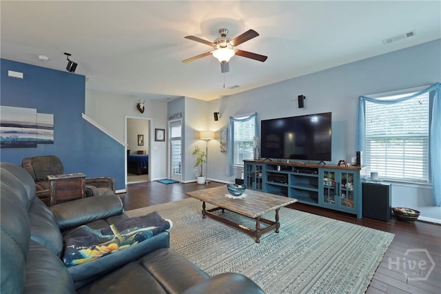 227 Chippingwood Cir, Pooler, GA 31322 - living room with a ceiling fan and wood finished floors
