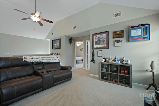 227 Chippingwood Cir, Pooler, GA 31322 - carpeted living area featuring lofted ceiling and ceiling fan