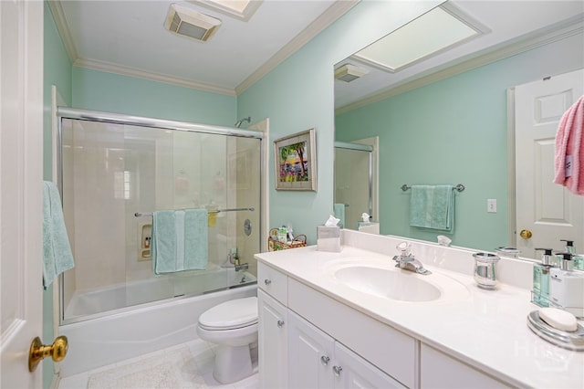 24 Islanders Retreat Retreat, Savannah, GA 31411 - full bathroom featuring vanity, crown molding, enclosed tub / shower combo, and tile patterned flooring