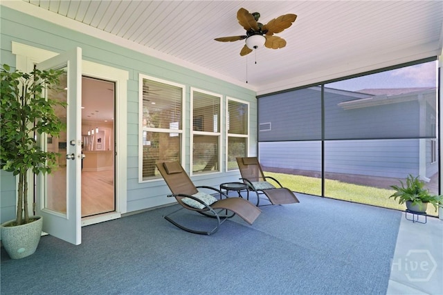 137 Harvest Hl, Pooler, GA 31322 - sunroom featuring a ceiling fan