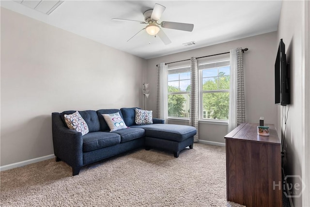 9 Melody Dr, Pooler, GA 31322 - living area featuring light carpet and a ceiling fan