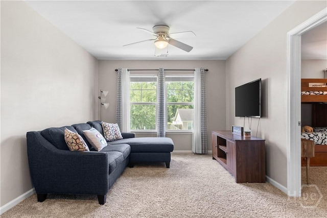 9 Melody Dr, Pooler, GA 31322 - living room featuring a ceiling fan and light colored carpet