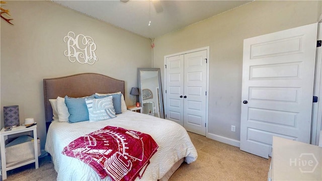 110 Tailwind Trl, Guyton, GA 31312 - bedroom featuring light carpet, a closet, and a ceiling fan