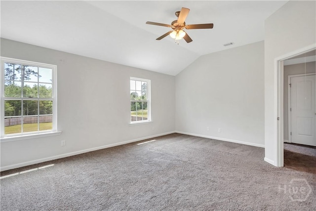 89 NE Morgan Field Blvd, Ludowici, GA 31316 - carpeted empty room featuring vaulted ceiling and a ceiling fan